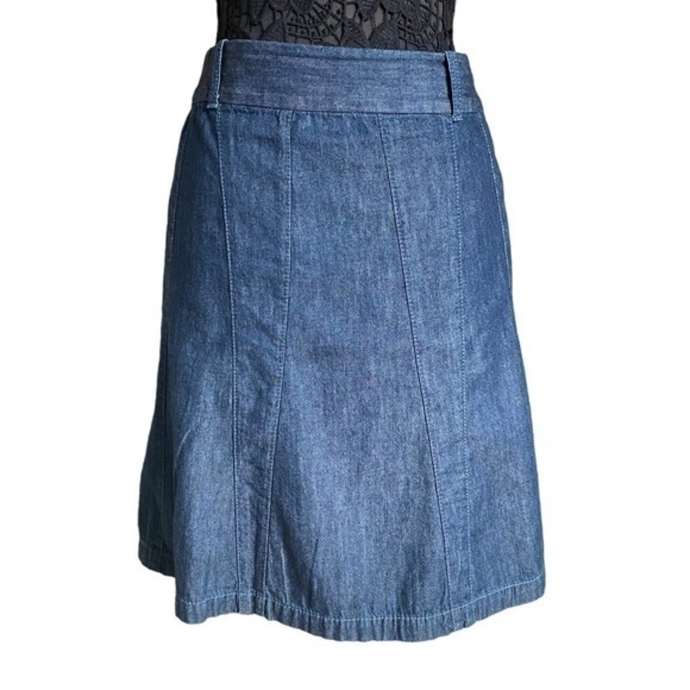 Ann Taylor Blue Cotton Denim Jean Circle Skater Skirt Size 8